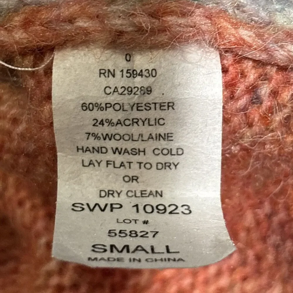 ELAN Crewneck Multi Color Ombré Drop Shoulder Knit Sweater Women's Size Small